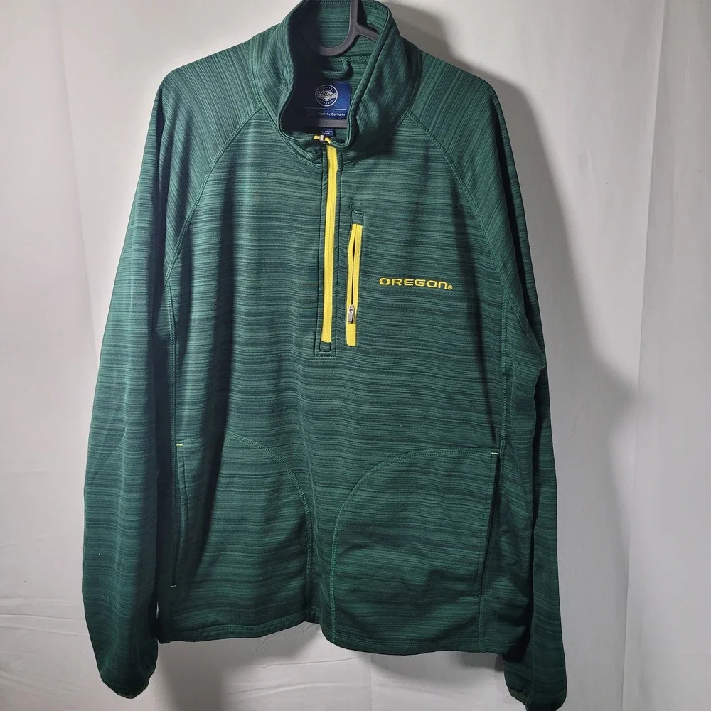 G-III Sports Oregon Ducks Mens XL Quarter Zip Pullover Green Space Dye Jacket